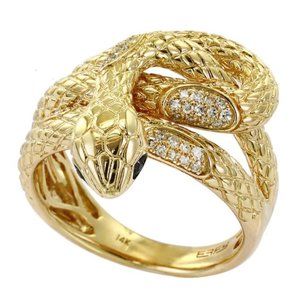 (Certified + warranty) Luxury Effy Safari 14K Gold Diamond 3D Snake Ring / USA